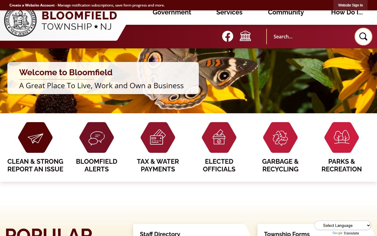 Bloomfield Township official website for vital records information
