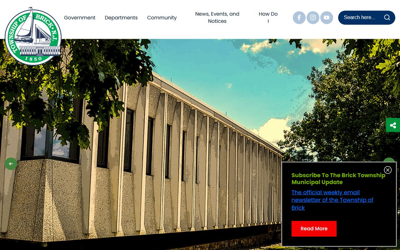 Brick Township official website for municipal clerk services