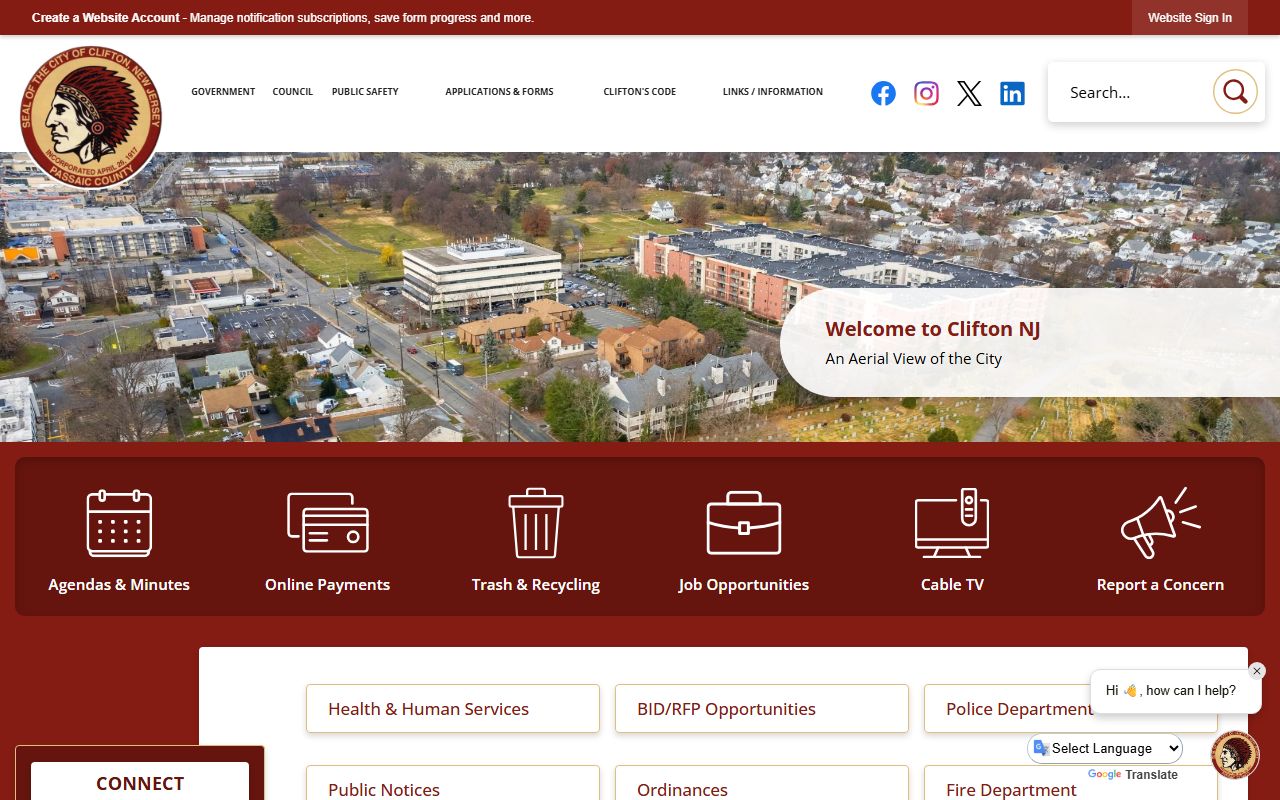 Clifton city clerk website for vital records information