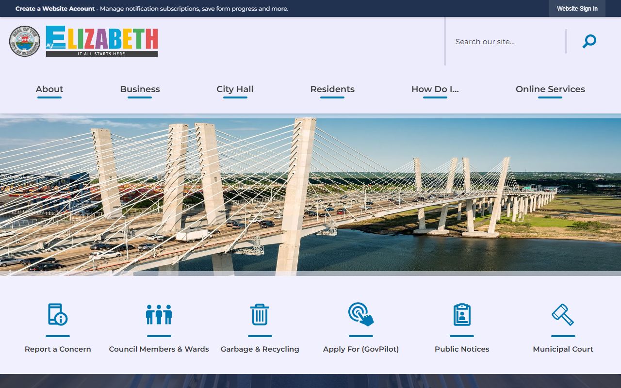 City of Elizabeth official website for local government services