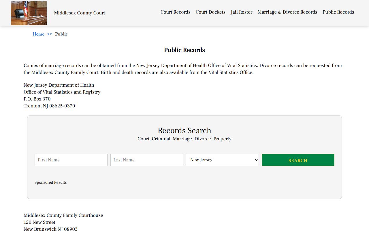 Old Bridge Township official records website for Middlesex County court access