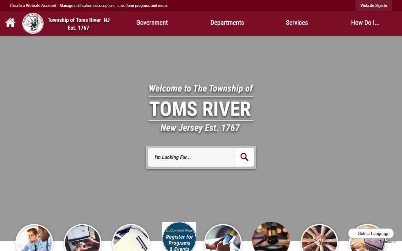 Toms River Township official records website for local government services