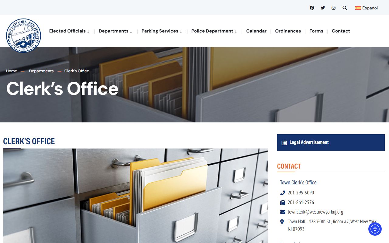 West New York clerk office website for municipal records