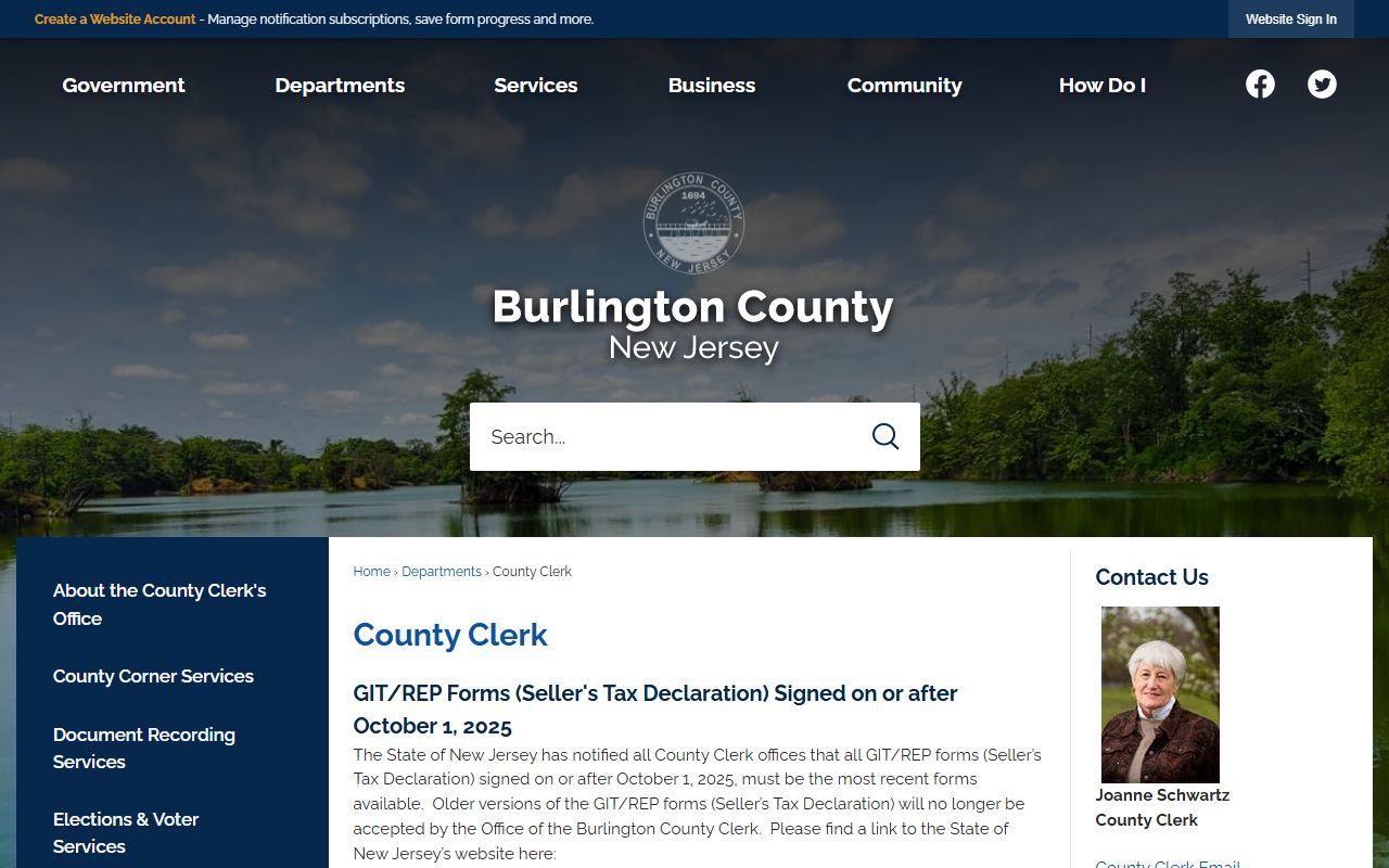 Burlington County Clerk official website for Burlington County divorce records