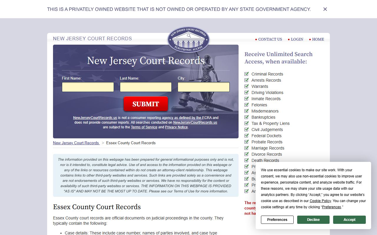 Essex County divorce filing fee schedule