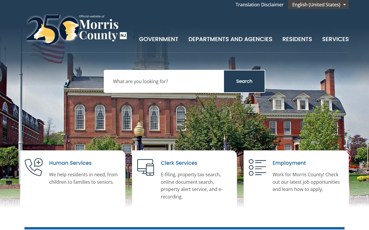 Morris County government website for divorce records