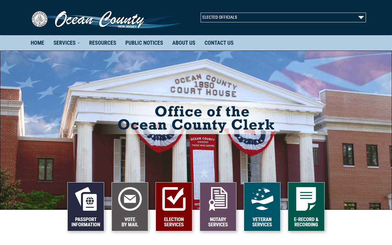 Ocean County Clerk official website for divorce records