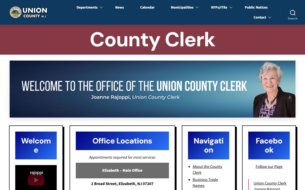 Union County Clerk county website for Union County divorce records